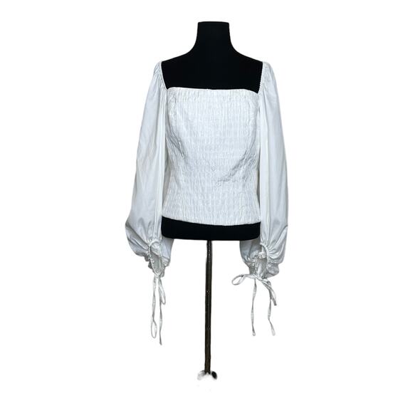 Federica Tosi white puff long sleeves peasant blouse size 46 - Large - Picture 7 of 15